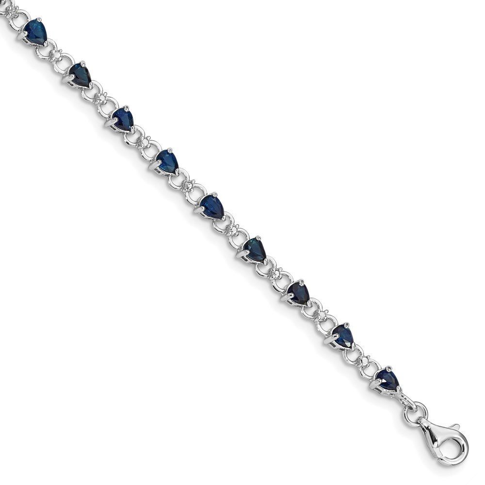 Kazi Luxury Sterling Silver Rhodium-plated Sapphire and Diamond Bracelet